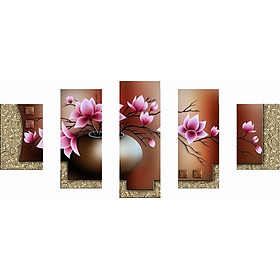 Mua Tranh thêu chữ thập bình hoa 5 bức LV3521 127 x 58 cm - chưa thêu