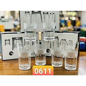 Mua BỘ 6 LY THỦY TINH UỐNG NƯỚC CÀ PHÊ CAO CẤP VÂN ĐÁ NỔI - VD717