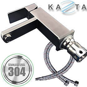 Mua Vòi lavabo nóng lạnh KAZTA KZ-L01V thân vuông inox 304 kèm 2 dây cấp nóng lạnh