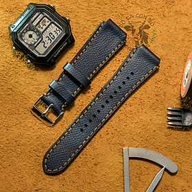 Dây da đồng hồ dành cho Casio Ae1200 - seiko size 18mm Handmade (Tặng kèm khoá + cây thay dây )
