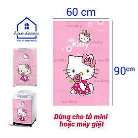 Decal Dán Hello Kitty  Siêu Dễ Thương Hue Decor Không Thấm Nước, Sẵn Keo, Dễ Dán, đủ kích thước cho tất cả các loại Tủ Lạnh - Máy Lạnh - Máy Giặt