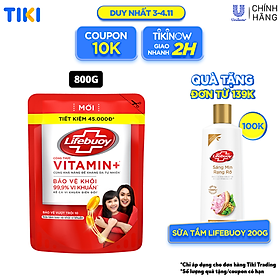 Sữa Tắm Lifebuoy Sạch Khuẩn Bảo Vệ Khỏi 99.9% Vi Khuẩn Chứa Ion Bạc+ Hỗ Trợ Cùng Đề Kháng Da Tự Nhiên Túi 800G