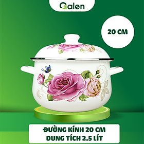 Galen - Nồi Men Cao Cấp Size 20cm Dung Tích 2.5L Nấu Được Trên Mọi Loại Bếp, Dày, Không Tróc Men