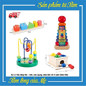 Combo set đồ chơi gỗ - Giúp bé phát triển IQ, EQ và Cảm Thụ Âm Nhạc