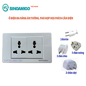 Ổ điện âm tường 3 chấu cắm đa năng K6-040 Sinoamigo, công suất 16A-220V nhập khẩu chính hãng