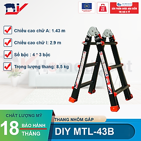 Mua Thang nhôm gấp đa năng DIY MTL-43B chiều cao sử dụng tối đa chữ A 1.43M chữ I 2.9M ( đai đỏ )