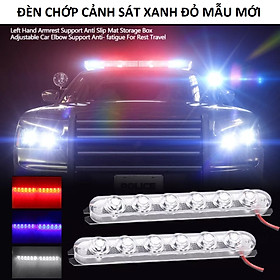 Đèn chớp Police trang trí xe máy ô tô xanh đỏ 12 led mẫu mới có chống nước loại tốt