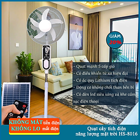 Mua Quạt năng lượng mặt trời công suất lớn kiểu dáng hiện đại  ắc quy lithium tích điện siêu bền (Tặng đèn led siêu sáng)