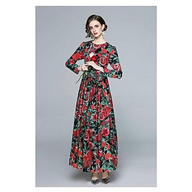 HÀNG NHẬP - ĐẦM MAXI VOAN HỌA TIẾT TRÁI LỰU