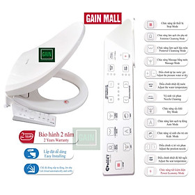 Nắp Bồn Cầu Điện Tử Thông Minh Hyundae Bidet HB220 Nhập Khẩu Hàn Quốc, BH 2 Năm Chống Nước IPX5, Sưởi Bệt Sấy Khô