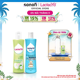 Bộ Dung Dịch Vệ Sinh Phụ nữ Lactacyd Odor Fresh Ngăn Mùi 24H 250ml + Sữa Tắm Gội Trẻ em Lactacyd Baby Gentle Care 250ml