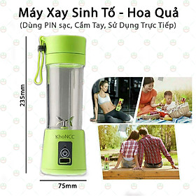 Máy Xay Sinh Tố Mini Đa Năng KhoNCC Hàng Chính Hãng - Lưỡi Dao Xay Trực Tiếp - Sạc USB - KDHS-343-XST (Màu ngẫu nhiên)