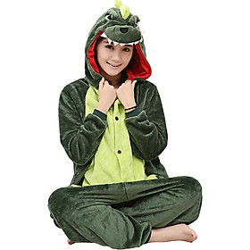 Bộ đồ liền thân lông mịn hình khủng long đủ size cho bé và cho người lớn