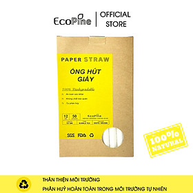 Mua Hộp 50 ống hút giấy phi 12mm trắng ECOPINE - Dùng cho hút trân châu  sinh tố  smoothie
