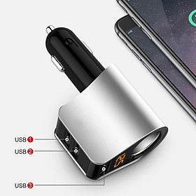 Bộ Chia Tẩu Sạc Trên Ô Tô 3 Cổng USB