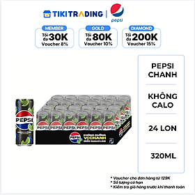Thùng 24 Lon Nước Uống Có Gaz Pepsi Vị Chanh Không Calo (320ml/Lon)