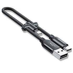 Mua Dây Cáp sạc nhanh 2 in 1 Type-C tích hợp đầu chuyển Type C to Lightning hiệu Baseus U-Shaped Portable LV298 (2.4A  23cm  Quick charge 3.0  with OTG Adapter) - Hàng nhập khẩu