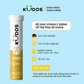 TPBVSK Viên sủi KUDOS VITAMIN C hương chanh, bổ sung 1000MG vitamin C cho cơ thể (20 viên/tuýp)
