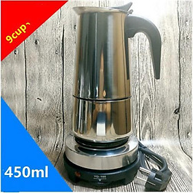 Mua COMBO ẤM PHA CÀ PHÊ 450ml INOX tặng kèm 1 BẾP ĐIỆN MINI 500W  BÌNH PHA CAFE MOKA LOẠI TỐT