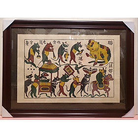 TRANH DÂN GIAN ĐÔNG HỒ - ĐÁM CƯỚI CHUỘT - VINH QUY BÁI TỔ-CHĂN TRÂU THỔI SÁO (KT 70*95CM)