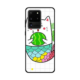 Ốp Lưng Dành Cho Samsung Galaxy S20 Ultra mẫu Mèo Cá Ôm Dưa Hấu - Hàng Chính Hãng