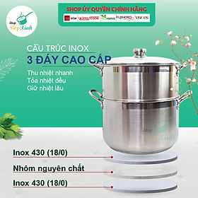 Bộ nồi xửng hấp inox 430 bếp từ 3 đáy Fivestar 30cm  nắp kính - tặng 1 muỗng canh