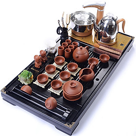 Mua Bàn trà điện thông minh - Bàn màu đen  bộ bếp điện tự động đầy đủ ấm chén bảo hành đổi mới 12 tháng- Đỏ gạch