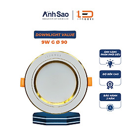 Đèn Led Âm Trần 9W LEDGOES Downlight Value Thiết kế sang trọng, Lỗ khoét Phi 90