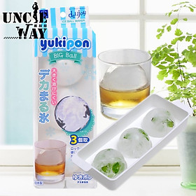 Bộ 2 khay làm đá Yukipon tròn 03 viên làm từ nhựa PP cao cấp an toàn - made in Japan