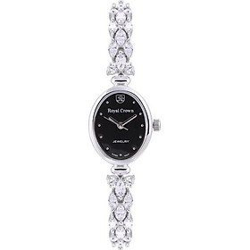Đồng hồ nữ chính hãng Royal Crown 2506 dây đá vỏ trắng mặt đen