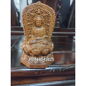Mua Tượng phật tam thánh mini để ôtô  bằng gỗ bách xanh thơm nức kt cao 14×8×8cm