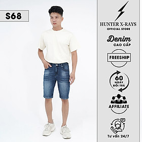 Quần Short Jeans Nam Cao Cấp HUNTER X-RAYS Form Slimfit Thun Màu Xanh  S68