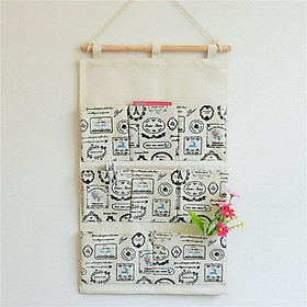 Hình ảnh Cartoon Pattern Print Hanging Bag Wall-Mounted Ditty Bag Storage Bag with Eight Pockets for Bedroom Living Room