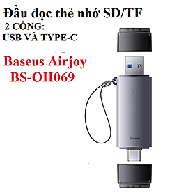 Đầu đọc thẻ SD / TF 2 cổng giao tiếp U+C Baseus Airjoy BS-OH069 / BS-OH103 - Hàng chính hãng - BS-OH069( Hợp kim)