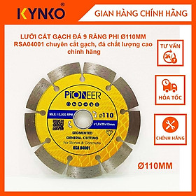 LƯỠI CẮT GẠCH ĐÁ 9 RĂNG PHI 110MM RSA04001 chuyên cắt gạch