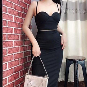 Sét áo cúp quả ngực 2 dây chân váy dài