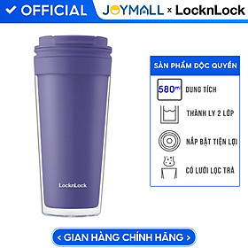 Hình ảnh (Độc quyền JoyMall) Ly nhựa LocknLock 2 lớp HAP519 580ml phiên bản màu xanh - Hàng chính hãng nắp bật có lưới lọc trà- JoyMall