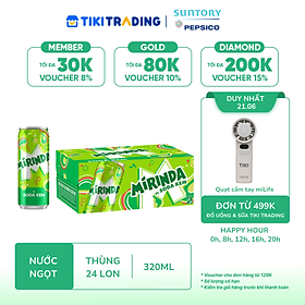 Thùng 24 Lon Nước Ngọt Có Gaz Mirinda Soda Kem (320ml/lon)