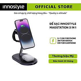 Đế sạc không dây cho iPhone, Watch, Airpod Innostyle Magstation 3in1 - Hàng chính hãng