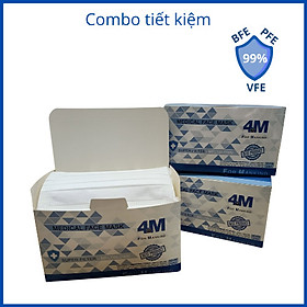 Combo Tiết Kiệm - 3 hộp khẩu trang y tế kháng khuẩn 4 lớp 4M Ultra Filter màu trắng - Thương hiệu 4M - Chuẩn quốc tế lọc bụi, lọc khuẩn BFE - VFE - PFE >99%
