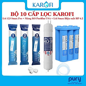Combo 10 Lõi lọc Karofi - Đúc Nguyên Khối SMAX Hiệu Suất Cao HP 6.2 - Màng RO 100GDP USA - Alkaline - Hydrogen - Hàng Chính Hãng
