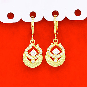 Bông Tai, Khuyên Tai Nữ Dáng Dài Đính Đá Trắng Titan Xi Mạ Vàng Non 24k Cao Cấp Phong Cách Thời Trang Trẻ Trung - HVBT127