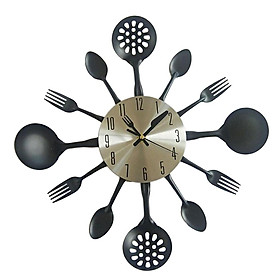 Kitchen Wall Clock 3D Removable Kitchen Spoon Fork Wall Clock Mirror Wall Decal Wall Sticker Room