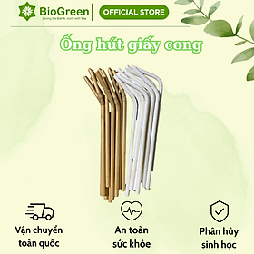 Mua 100 ống hút giấy cong Biogreen màu trắng  kraft dùng uống cafe  sinh tố
