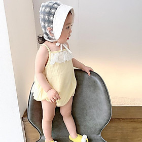 Body 2 dây ren ngực và lưng tặng kèm mũ ren dễ thương cho bé gái
