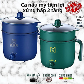 Mua Nồi Lẩu Điện Đa Năng Mini Ca Nấu Mì  Cơm Đa Năng 2 Tầng Kèm Xửng hấp Cao Cấp Núm Xoay 2 Nấc Nhiệt Kèm Giá Hấp 1 8L Hàng Chính Hãng OnionDecor