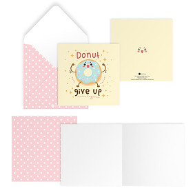 Thiệp động viên DONUT GIVE UP vuông 12cm SDstationery CONFECTION bánh donut