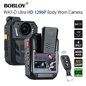 Boblov WA7-D 32G/64G Máy ảnh mini 32MP HD 1296p Máy quay máy ảnh có thể đeo được Pin 4000mAh với gói điều khiển từ xa: 32GB không có GPS