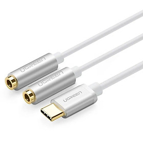 Mua Ugreen UG30732AV144TK 20CM màu Trắng Cáp chuyển đổi TYPE C sang 2 đầu 3.5mm đầu mạ vàng - HÀNG CHÍNH HÃNG