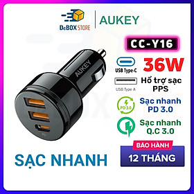 Mua Tẩu Sạc ô tô AUKEY Siêu Nhanh CC-Y16 36W Dual USB A QC 3.0/USC-C PD 3.0 20W - Hàng Chính Hãng